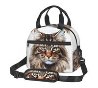 QIOEURYU Bolsa de Almuerzo Unisex Maine CoonBolsa de nevera a prueba de fugas de caja Bento aislada para mujer niña para Escuela,Picnic