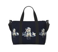 QIOEURYU Bolsa de Viaje Bolso Tote Personalizado Lindo Santa Westie para Mujeres Gran Capacidad West Highland White Terrier Perro Playa Gimnasio Hombro Loisirs al Aire Libre Regalos de vacaciones