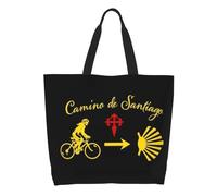 QIOEURYU Bolsa de Viaje Camino De Santiago Shopping Divertido Bolso de Lona Impreso Bolso de Hombro Capacidad Duradero para Bicicleta Sca Loisirs al Aire Libre Regalos de vacaciones