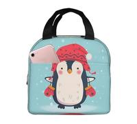 QIOEURYU Bolsas de lona unisex Divertidas pingüinas Bolsa de almuerzo aislada para niños Nevera escolar Caja térmica de comida Tote Cajas de almuerzo a prueba de fugas mano Regalos clásicos vintage