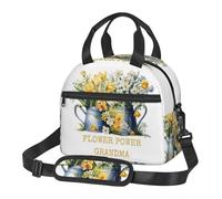 QIOEURYU Bolso de mano Retro Flower Power Grandma Lunch Bags Aislado Picnic portátil Cooler Bag para mujer Niños Ocio al aire libre Regalos de vacaciones