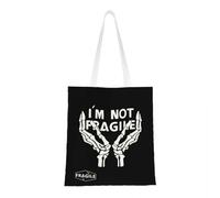 QIOEURYU Bolsos de Mano de Hombro Soy frágil,pero no soy tan frágil para mujeres Bolso de lona para estudiantes Reutilizable Comestibles B Loisirs Confort Regalos de vacaciones