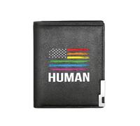 QIOEURYU Cartera de hombre Bandera del orgullo de los derechos humanos Estampado patriótico americano Creativo con estilo para Husb