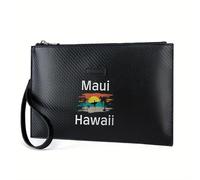 QIOEURYU Cartera impresa palmas de surfista Sunset Isla de Hawái elegante bolso de mano de hombre a la moda y práctico para llevar a diario regalos para hombres mujeres