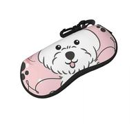 QIOEURYU Estuche de gafas, caparazón facial de perro maltés, caja protectora de gafas de sol, para hombres, bolsa de almacenamiento, caja compacta y portátil