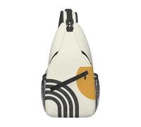 QIOEURYU Mochila de mediados de siglo moderna dorada - Sol y arco iris Bolso de pecho para hombres cruzado Mochila de viaje Senderismo Mochila de hombro Ocio al aire libre Regalos de vacaciones