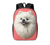 QIOEURYU Mochila Ocio al aire libre Pomerania Lindo Cachorro blanco Perro Mujer Niños Niñas Mochila Estudiantes Mochila Portátil Mochila Bolso de hombro Regalos de vacaciones