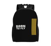 QIOEURYU Mochila personalizada Born To Fly Captain Stripes Women Men Fashion Bookbag para la escuela College Pilot Air Fighter Bags Leisure Outdoor Holiday Gifts