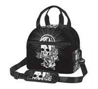 QIOEURYU Mochila Santa Muerte Bolsas de Comida Españolas Caja Bento Portátil Bolsa térmica para picnic impermeable para mujeres Viajes Ocio Regalos navideños al aire libre