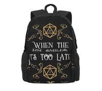 QIOEURYU Mochilas de ocio Cuando el maestro sonríe Amplifica demasiado tarde de dados de 20 lados escolares Mochila de viaje de hombro Regalos de vacaciones al aire libre