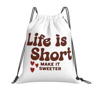 QIOEURYU Mochilas Life Is Short Moda Bolsas de cordón portátiles Bolsa de artículos diversos Mochilas para viajes Escuela Ocio Regalos de vacaciones al aire libre
