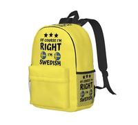 QIOEURYU Mochilas Ocio Al aire libre Por supuesto que tengo razón Soy sueco Bandera sueca Estudiante Niños niñas Mochila escolar Portátil Bolsos de hombro para hombres y mujeres Regalos de vacaciones