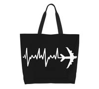 QIOEURYU Tote Bolsos de Hombro de Lienzo Avión de aviación Latido Piloto Impresión Shopper Hombros Gran capacidad Portátil Aviador Avión Regalo Bolso Loisirs Confort Regalos de vacaciones
