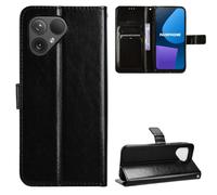 QiongniAN Compatible con Fairphone 5 Funda Carcasa Black | Compatible con Fairphone 5 ,Funda protectora para móvil Flip de cuero PU,Ranura para tarjetas,Soporte
