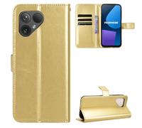 QiongniAN Compatible con Fairphone 5 Funda Carcasa Gold | Compatible con Fairphone 5 ,Funda protectora para móvil Flip de cuero PU,Ranura para tarjetas,Soporte