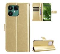 QiongniAN Compatible con Fairphone 6+、Gen. 6 Funda Carcasa Gold | Compatible con Fairphone 6+ ,Funda protectora para móvil Flip de cuero PU,Ranura para tarjetas,Soporte