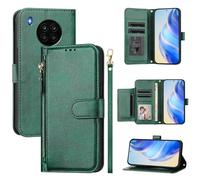 QiongniAN Compatible con Honor 50 Lite Funda Protectora,Compatible con Huawei Nova 8i NEN-L22 NEN-LX1 NEN-LX3 NTN-L22 NTN-LX1 NTN-LX3 Carcasa PU Cuero con Diseño de Cremallera Green