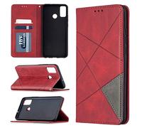QiongniAN Funda para Huawei P Smart 2020,Funda para Huawei P Smart 2020 POT-LX1A Pot-LX3 POT-L21A / Nova Lite 3+ Funda Cartera de Cuero con Solapa Case Red