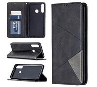 QiongniAN Funda para Huawei Y6P,Funda para Huawei Y6P 2020 Med-LX9 MED-L29 MED-LX9N MED-L29N Funda Cartera de Cuero con Solapa Case Black