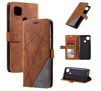 QiongniAN Funda para Xiaomi Redmi 9C Funda Protectora de Cuero,Funda para Xiaomi Redmi 9C M2006C3MG / Redmi 9C NFC M2006C3MNG Funda Carcasa Case Brown