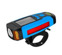 Qipeika 2 unidades, equipado con bocina de bicicleta de montaña, linterna de medidor de código de luz nocturna, modelo de medidor de código, azul