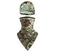 Qipeika Bufanda triangular con protección solar para cuello y oreja, bufanda de protección para ciclismo, patrón de pitón verde Mi