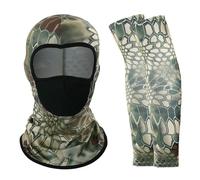 Qipeika Manga de cuello transpirable para ciclismo de seda de hielo, protector solar deportivo, patrón de pitón verde Mi