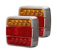 Qiping 2 Pcs Luces Traseras Remolque 12V LED, Piloto Trasero Camión 5 Funciones - Luz de freno integrada, luz de posición, luz de matrícula, señal de giro - Homologados E11