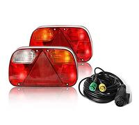 Qiping 2 unids 12v universal luces remolque de coche con cable 5.5m-precableado enchufe 13 pines & bayoneta 5 polos, kit iluminación trasera de camión homologado E11 (Left+Right)