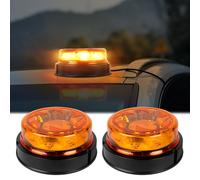 Qiping 2x Rotativo LED Luz de Advertencia Indicador 12V-24V Homologado R65, 6 Funciones luces de emergencia coche, para SUV Caravana Remolque Camion Rotativo Tractor IP67 E-MARK E9
