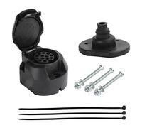 Qiping Kit Enchufe de Remolque de 13 Pines, Conector de Barra de Remolque de 13 Polos con válvula de protección, Almohadilla de Sellado, Tornillos, Tuercas