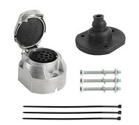 Qiping Kit Enchufe Remolque de Metal 13 Pines - Enchufe de Enganche Remolque Hembra 13 Polos con Juntas Impermeables, Bridas para Cables, Tornillos de fijación - Aluminio Fundido