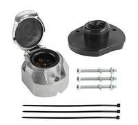 Qiping Kit Enchufe Remolque de Metal 7 Pines - Enchufe de Enganche de Remolque Hembra de 7 Polos con Juntas Impermeables, Bridas para Cables, Tornillos de fijación - Aluminio Fundido