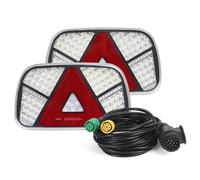 Qiping LED luces remolque traseras, iluminación de luz trasera LED con juego de cables de 2x6 pines de 5m, pilotos traseros remolque de 7 funciones para caravana/RV/camión/remolque