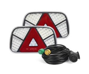 Qiping LED luces remolque traseras, iluminación de luz trasera LED con juego de cables de 2x6 pines de 5m, pilotos traseros remolque de 7 funciones para caravana/RV/camión/remolque