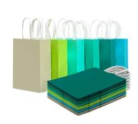 qiqee 30 bolsas de regalo pequeñas con asas a granel de 8.3 x 6 x 3 pulgadas, 6 bolsas de diferentes colores verdes, múltiples usos (tamaño pequeño)
