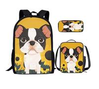 QIQISE Juego de mochila de 3 piezas para niñas, lindo koala, mochila escolar con lápiz para almuerzo, estudiantes, libros, suministros ligeros para adolescentes, Yellow Cute Puppy, Talla única