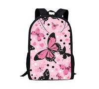 QIQISE Mochilas de mariposa rosa para niños, bolsas de libros para niñas de sexto grado, bolsa de hombro grande impermeable para laptop, mochila para estudiantes, adolescentes, niñas, escuela primaria