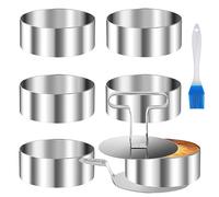 QIQN Aros de Cocina Mousse Círculo Pastel Molde de Acero Inoxidable Anillo de Pastel Pequeño con Empujador y Accesorios 8.5 x 3.5 cm 8 Uds