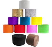 QIQN Papel Crepé 25m x 4.5cm Cintas de Papel Pinocho para Pared,Diy Manualidades, Flores,Festivales,Varios Fiesta de Cumpleaños Fiesta de Boda Decoraciones del Partido(12 Rollos)