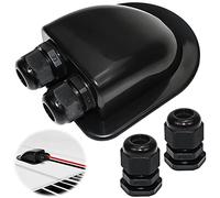 QIQN Pasacables para Techo ABS Doble Entrada de Cable Glándula Caja para Panel Solar con Cable Gland para Paneles Solares de RV, Botes, Caravana y Marina(Negro) (Dachdurchführung 2-Fach Schwarz)