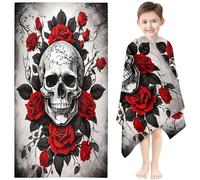 Qiqumax Toalla de playa de calavera, 90 x 180 cm, diseño de calavera, 50 x 100 cm, para fitness, sauna, Halloween, toalla de baño, grande, 100 x 200 cm, toalla de microfibra (2,100 x 200 cm)