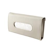 Qirc Caja de pañuelos de coche, visera trasera para el asiento del techo corredizo del coche, bolsa para colgar, caja de pañuelos de cuero para coche (beige)