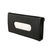 Qirc Caja de Pañuelos para Coche - Parasol para Asiento Trasero, Techo Corredizo, Soporte de Cuero - Se Adapta a la Mayoría de los Coches (Negro)