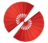 QIRMIZI 2 abanicos plegables rojos vibrantes, perfectos para kung fu chino, práctica de tai chi, festivales de música y decoración del hogar