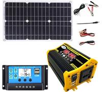 QIRUIQ - Kit solar de 4000 W, 12 V a 110 V/220 V, sistema de energía solar para el hogar con controlador de 30 A, panel solar de 18 W, 12 V, generador autónomo para autocaravana, hogar (negro, 12V