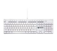 Qisan Teclado de juego mecánico con cable y retroiluminación LED blanca de 104 teclas, teclado de juego americano con interruptor extraíble, color marrón