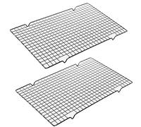 QISF 2 Piezas Rejilla Rectangular para Repostería, 40 x 25cm Bandeja de Enfriamiento para Hornear,Rejillas para Enfriar Repostería para Secar Pasteles, Galletas, Cocinar, Asar, Parrilla y Secar Carnes