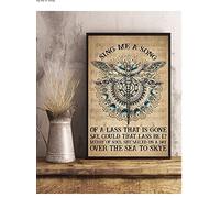 QISPIOD Letrero de metal retro de estaño, letrero de metal retro con texto en inglés "Sing Me a Song of a Lass That is Gone The Skye Boat", póster de canción con letra de libélula, para decoración de