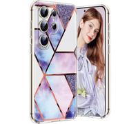 Qissy Coque pour Samsung A57 5G Mármol Silicone Paillette Antichoc Housse Anti-rayures Protection Bumper Case Ultra Fine Souple antichoc Étui pour Samsung Galaxy A57 5G Coque Mince (Violet)